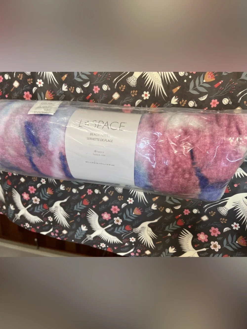 l*space Gradient Tie-Dye Beach Towel in Purple and Blue Hues